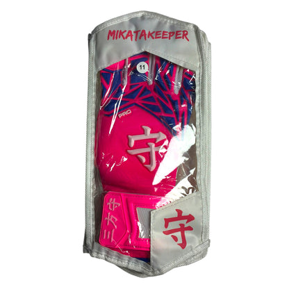 Guantes de Arquero MikataKeeper PinkPro 2.0 – Látex Contact 4mm, Corte Roll Negativo