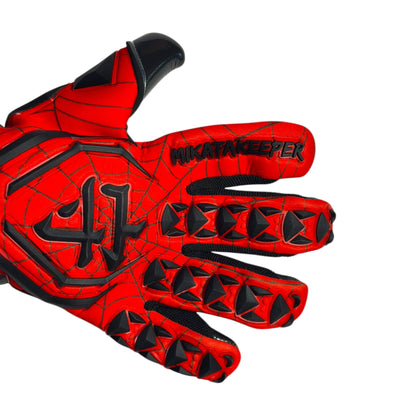 Guantes de Arquero MikataKeeper Aracnid Red – Látex Contact 4mm, Corte Roll Negativo