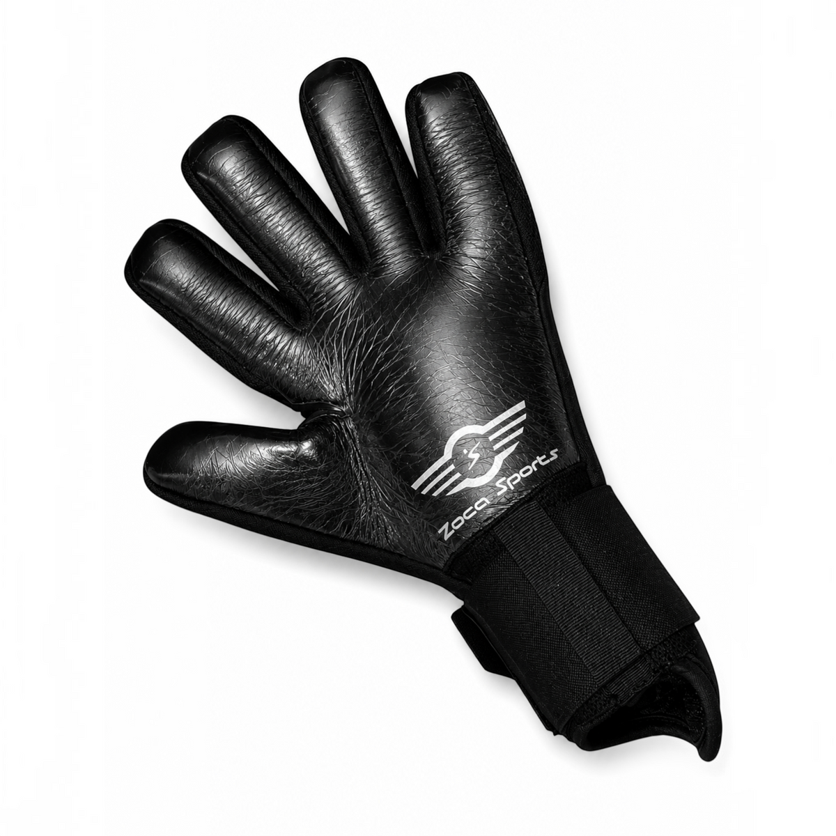 Goatkeepers.cl Zoqa Sports Copa Pro goalkeeper glove in black with 3D silicone backhand and negative cut design.