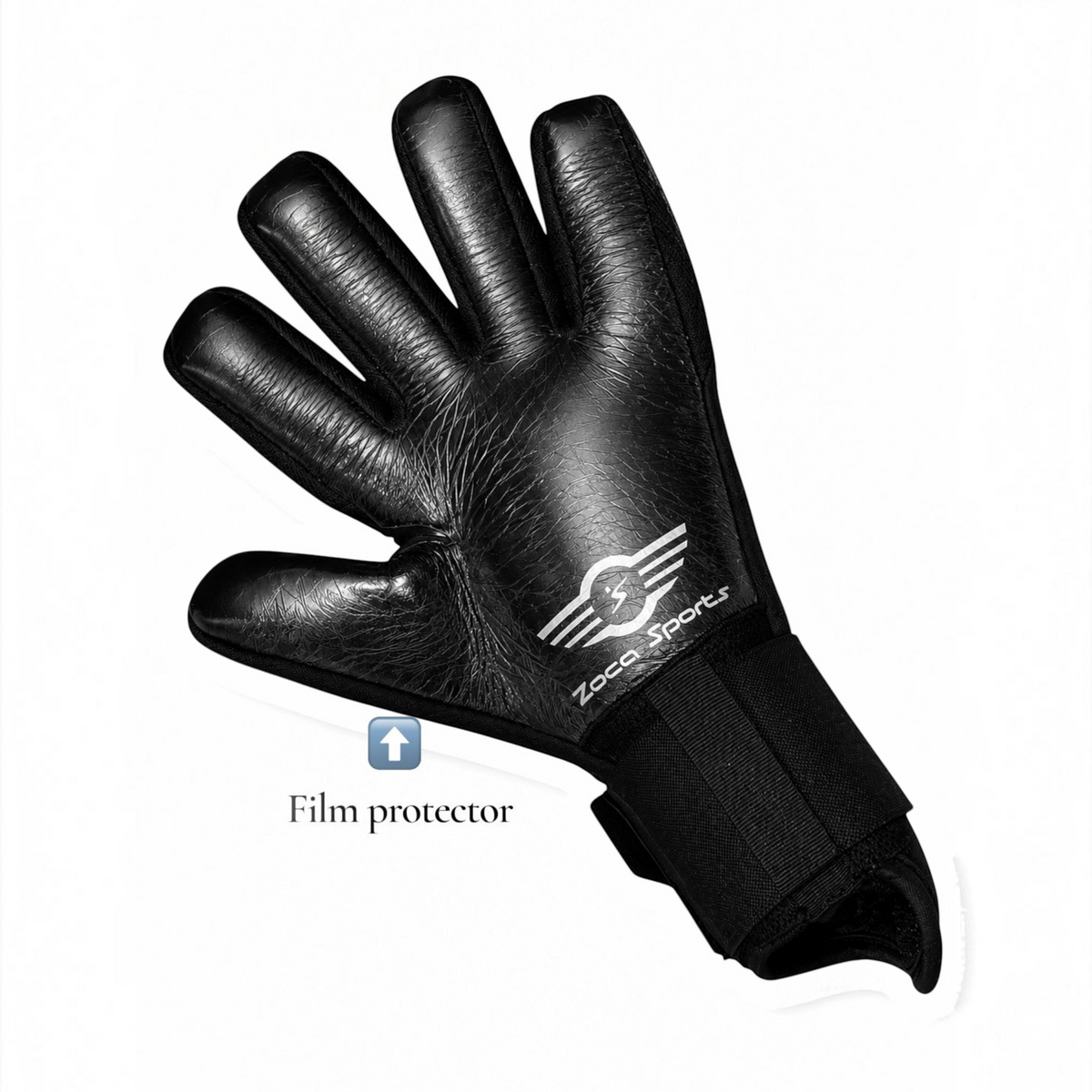Goatkeepers.cl Zoqa Sports Copa Pro goalkeeper gloves in black with 3D silicone backhand and negative cut.