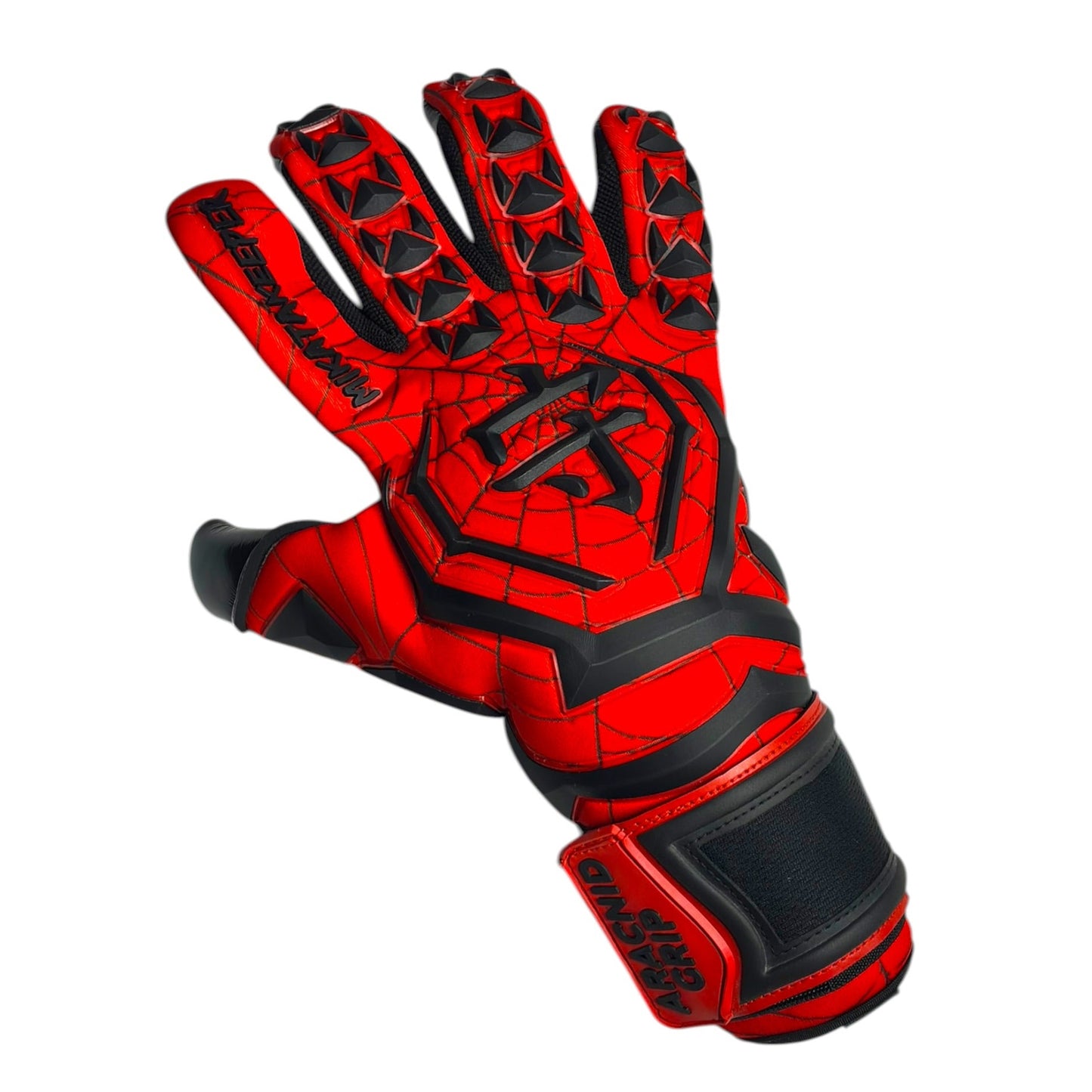 Guantes de Arquero MikataKeeper Aracnid Red – Látex Contact 4mm, Corte Roll Negativo