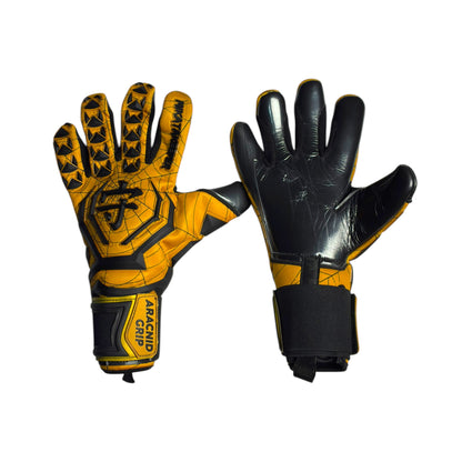 Guantes de Arquero MikataKeeper Aracnid Gold – Látex Contact 4mm, Corte Roll Negativo