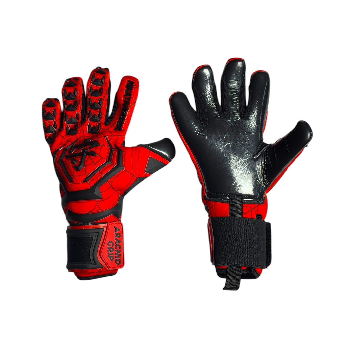 Guantes de Arquero MikataKeeper Aracnid Red – Látex Contact 4mm, Corte Roll Negativo