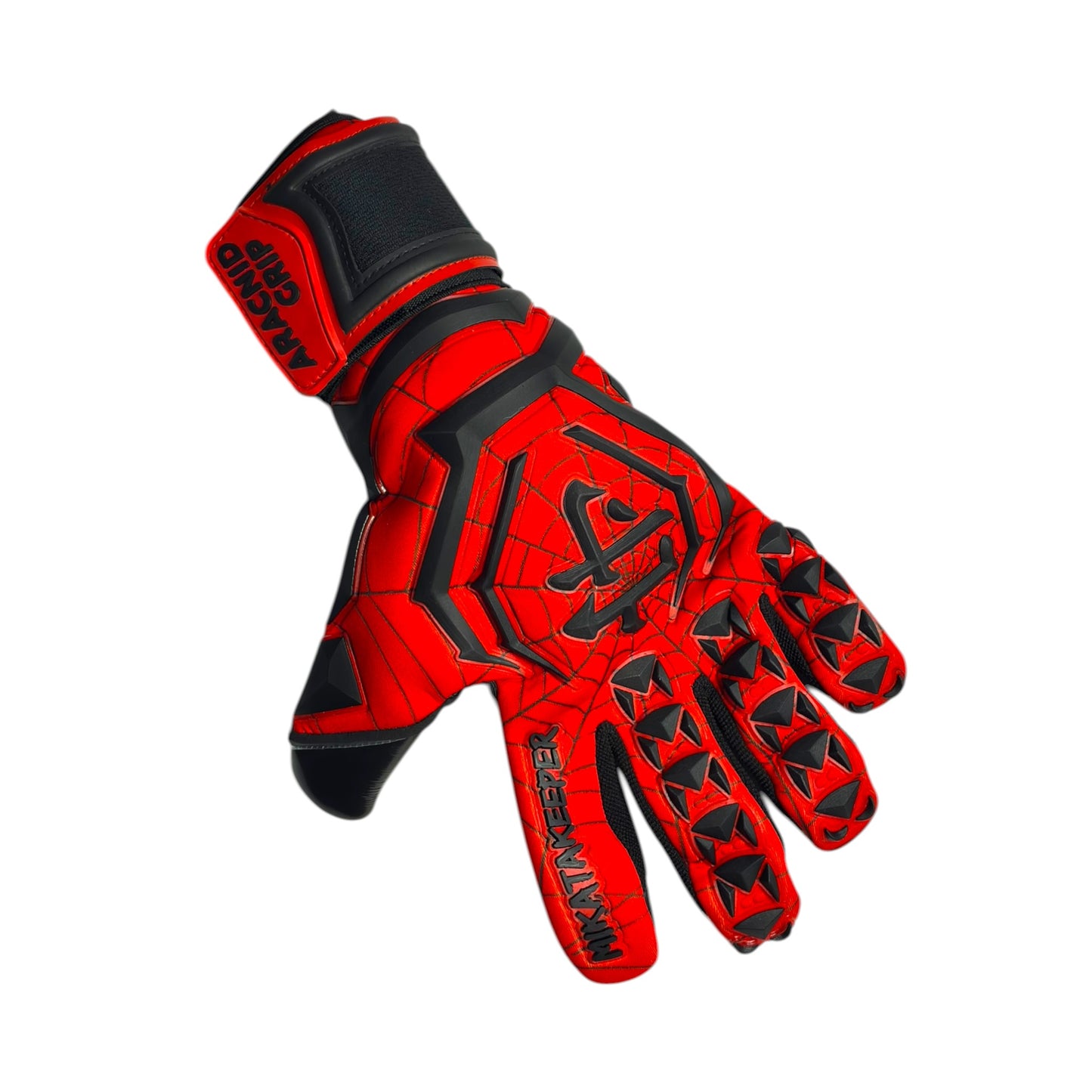 Guantes de Arquero MikataKeeper Aracnid Red – Látex Contact 4mm, Corte Roll Negativo