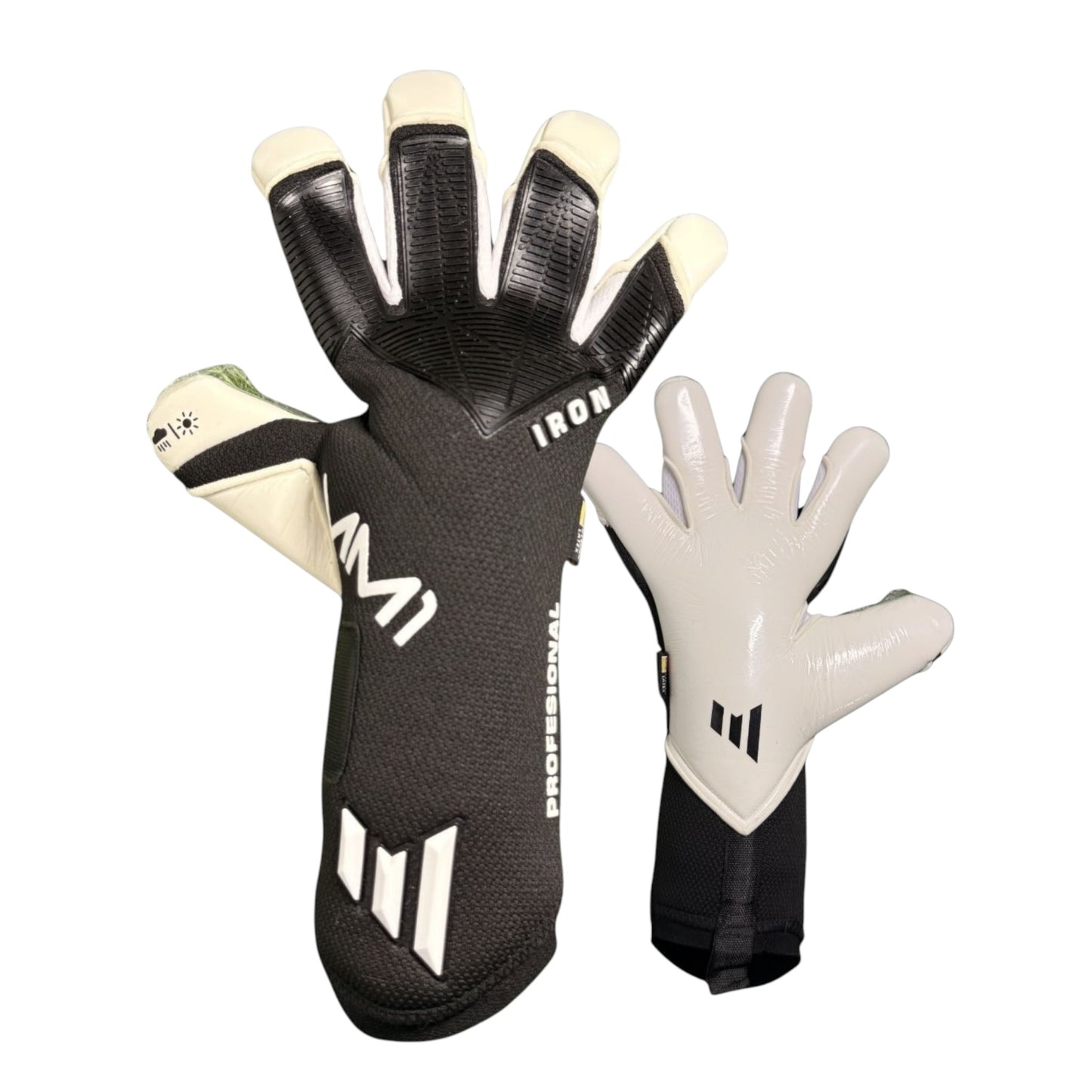 MM1 Iron Negro Blanco – Guantes de Arquero Profesionales con Látex Alemán
