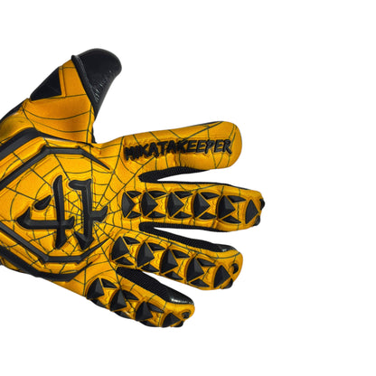 Guantes de Arquero MikataKeeper Aracnid Gold – Látex Contact 4mm, Corte Roll Negativo